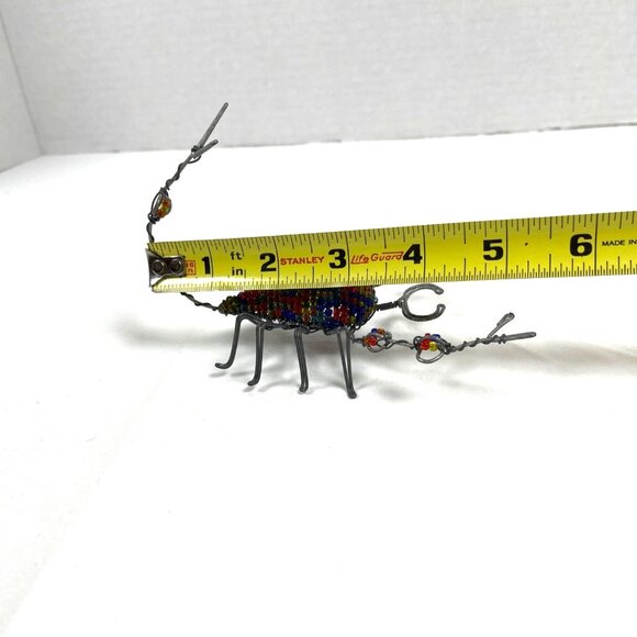 African Handcrafted Wire Beaded Scorpion Bug South Africa Sculpture Multicolor - Picture 5 of 8